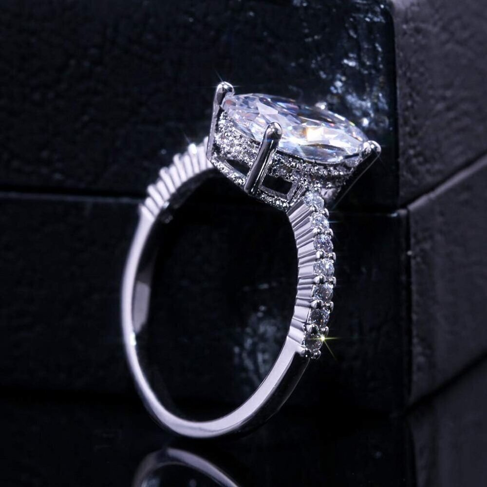 Sterling Silver Engagement Ring Oval Cut CZ Wedding Promise Jewelry for Her - Picture 5 of 6